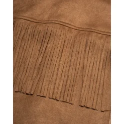 Best Suede Fringe Hem Crew Neck Jacket Women Jackets