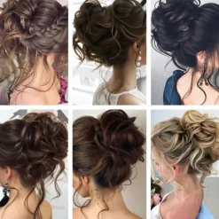 Sale synthetic bun wig messy long beard hair ring elastic hair bag wig ring fluffy hair ring ball head Women Accessories