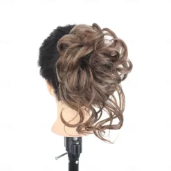 Sale synthetic bun wig messy long beard hair ring elastic hair bag wig ring fluffy hair ring ball head Women Accessories