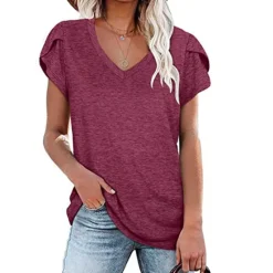 Best T shirt Tee Women's Solid Color Daily Going out Basic V Neck S Women T-Shirts