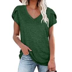Best T shirt Tee Women's Solid Color Daily Going out Basic V Neck S Women T-Shirts