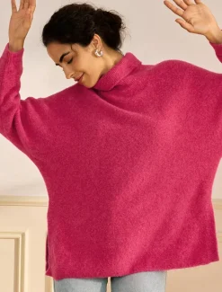 Discount Turtleneck Ribbed Knit Wool Blend Drop Shoulder Batwing Sleeve Pullover Sweater Women Ugly Sweater