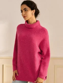 Discount Turtleneck Ribbed Knit Wool Blend Drop Shoulder Batwing Sleeve Pullover Sweater Women Ugly Sweater