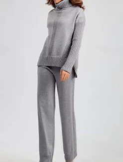 Outlet Turtleneck Sweater Co-ords Knitted Fall Winter Home Basic Casual Long Sleeve Solid Color Royal Blue Orange Women Sweater Co-Ords