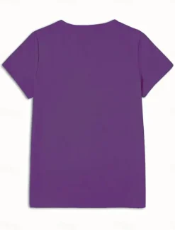 Outlet Valentine Women's T Shirt Cute Rose Regular Tops Short Sleeve Round Neck Print Regular Fit Daily Wine Purple Summer Women Spring Tops