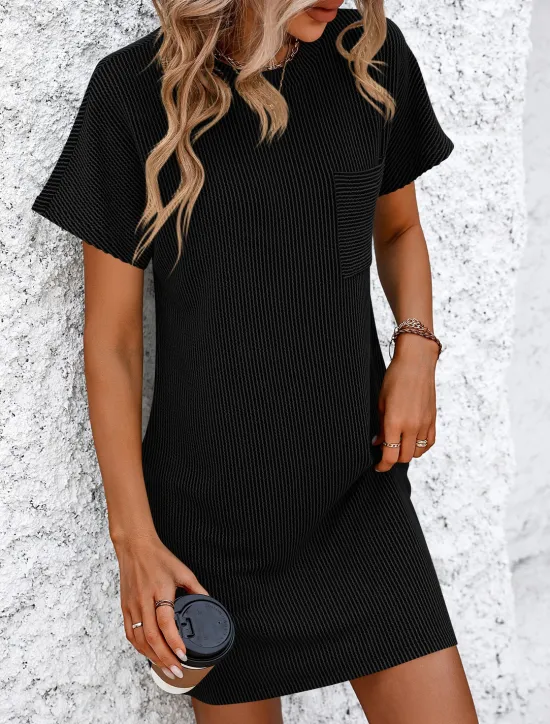 Online Valentine's Day Women's Normal Mini Dress Casual Dress Boho Chic Dresses Shift Dress Bohemia Cute Stylish Cap Sleeve Batwing Sleeve Vacation Home Party Form Fit Stripe Short Sleeve Crew Neck Black Women T Shirt Dresses