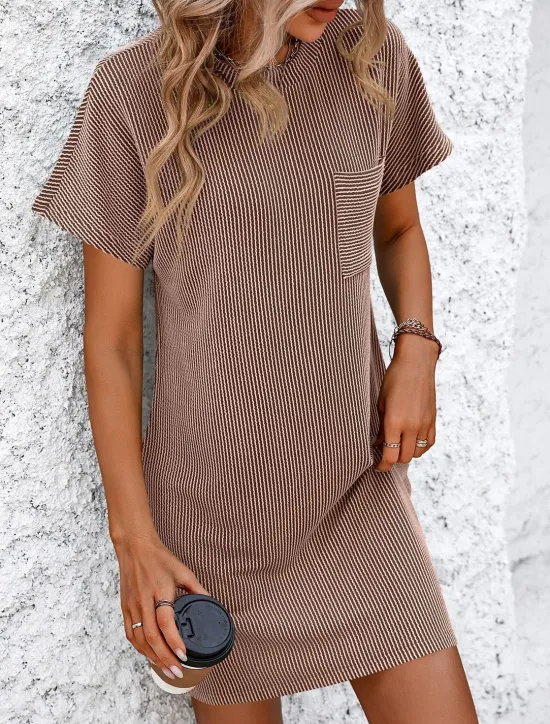 Online Valentine's Day Women's Normal Mini Dress Casual Dress Boho Chic Dresses Shift Dress Bohemia Cute Stylish Cap Sleeve Batwing Sleeve Vacation Home Party Form Fit Stripe Short Sleeve Crew Neck Black Women T Shirt Dresses