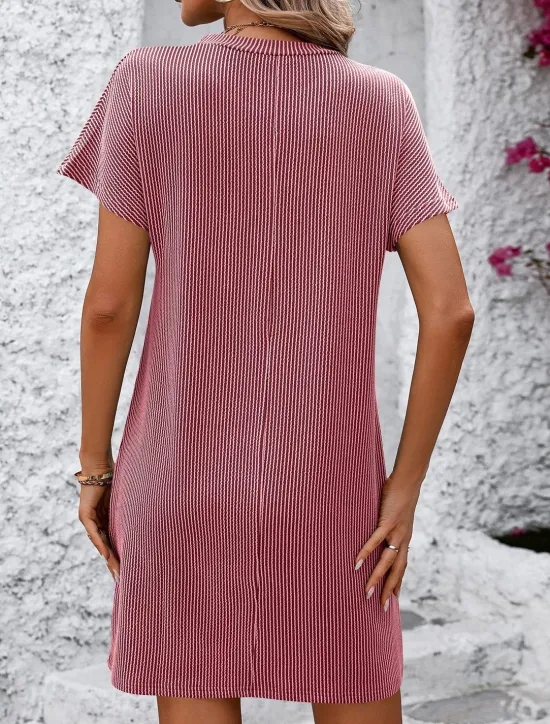 Online Valentine's Day Women's Normal Mini Dress Casual Dress Boho Chic Dresses Shift Dress Bohemia Cute Stylish Cap Sleeve Batwing Sleeve Vacation Home Party Form Fit Stripe Short Sleeve Crew Neck Black Women T Shirt Dresses