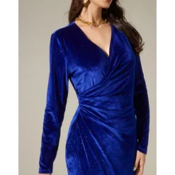Discount Velvet Glitter Elegant Party Midi Dress Women Cocktail Dress