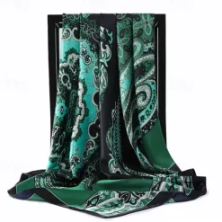 Clearance Vintage Flowers Square Scarf For Women Shawls Neckerchief Female Print Headband On the Head Wraps Foulard Hijab Hair Bands 90*90cm Women Scarves