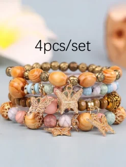 Online Vintage Style Ball Fashion Personalized Wood Bracelet Jewelry Light Mix / Yellow / Army Green For Holiday Women Accessories