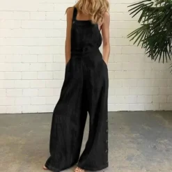 Clearance White Jumpsuits for Women Rompers Bib Slacks Wide Leg Full Length Pants Weekend Yoga Micro-elastic Plain Comfort Mid Waist Loose White Black Gray Khaki Navy Blue S M L XL XXL Women Jumpsuits