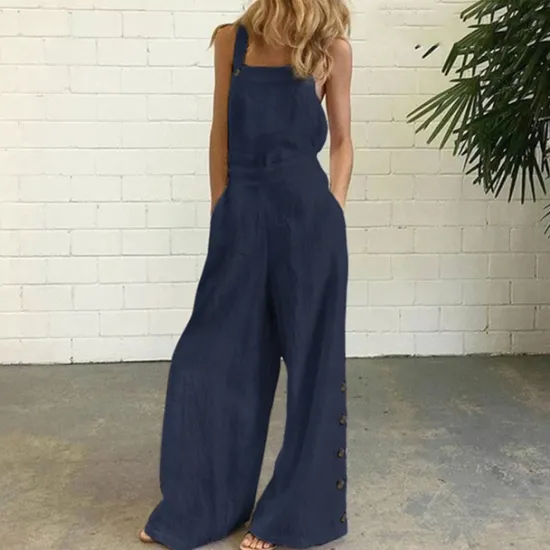Clearance White Jumpsuits for Women Rompers Bib Slacks Wide Leg Full Length Pants Weekend Yoga Micro-elastic Plain Comfort Mid Waist Loose White Black Gray Khaki Navy Blue S M L XL XXL Women Jumpsuits