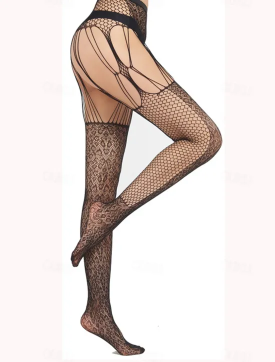 Clearance Women All Seasons Tights Casual Cosplay No Waist Stretchy Floral Style Jacquard Cosplay Lolita Sweet Quinceañera & Sweet Sixteen Club One-Size Women Tights