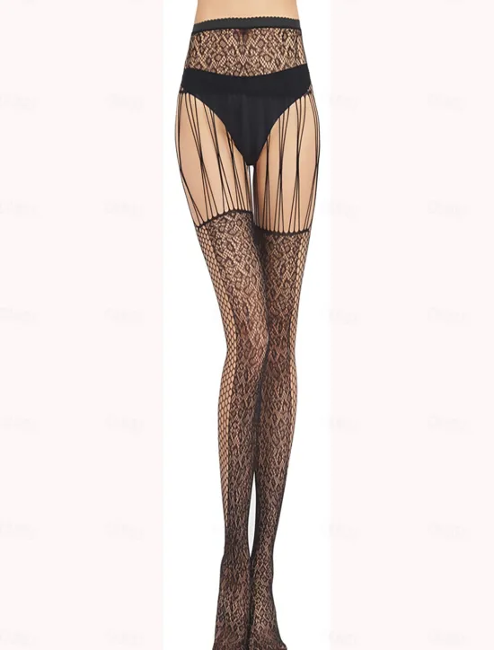 Clearance Women All Seasons Tights Casual Cosplay No Waist Stretchy Floral Style Jacquard Cosplay Lolita Sweet Quinceañera & Sweet Sixteen Club One-Size Women Tights