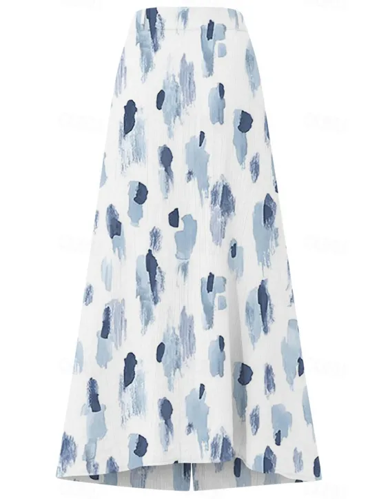 Hot Women's Cotton Linen Skirts Fashion Casual Maxi High Waist Skirts Floral Print Split Ends Casual Daily Light Pink Yellow Pink Blue Summer Women Dresses