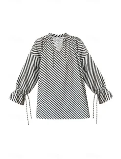 Online Women's 100% Cotton Shirt d Elegant Bohemia Vintage Long Sleeve Lantern Sleeve V Neck Long Tops Work Daily Holiday Summer Spring Fall Women Shirts