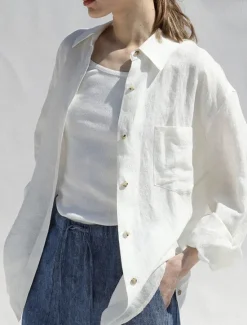 Women's 100% Linen Shirt Solid Color Elegant Vintage Daily Long Sleeve Shirt Collar Regular Tops Work Daily Holiday Summer Spring Fall Women Shirts