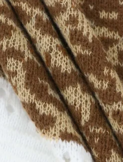 Women's Long CardiganL Leopard Striped Knit Hollow Out Knitted Fall Winter Going out Weekend Streetwear Casual Long Sleeve Leopard Striped Women Cardigans & Outerwears