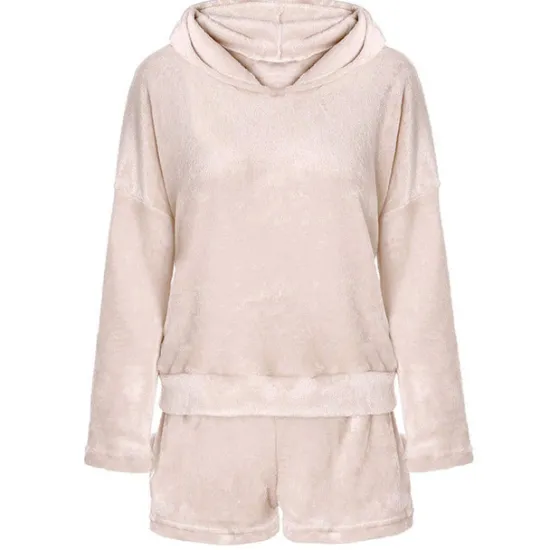 Women's Loungewear Sweatsuit Sets 2 Pieces Animal Cat Warm Plush Comfort Home Street Daily Fleece Hoodie Long Sleeve Hoodie Shorts Elastic Waist Fa Home Outfits Women Pajama-Setter