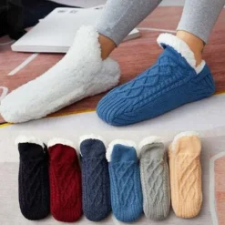 Discount Women's 1 Pair Socks Slipper Socks Fashion Comfort Novelty Fleece Solid Colored Casual Daily Indoor Warm Winter Fall Black Blue Wine Home Outfits Women Lingerie