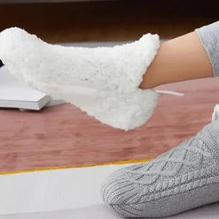 Discount Women's 1 Pair Socks Slipper Socks Fashion Comfort Novelty Fleece Solid Colored Casual Daily Indoor Warm Winter Fall Black Blue Wine Home Outfits Women Lingerie