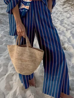 Sale Women's 2 Pieces Fashion Streetwear Daily Pants Sets Long Sleeve Shirt Collar Graphic Casual Daily Beach Red Navy Blue Royal Blue Summer Regular Fit Women Two Piece Sets