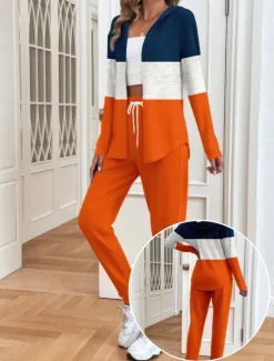 Clearance Women's 2 Pieces Hoodie Tracksuits Pants Sets Long Sleeve Active Daily Hooded Floral Graphic Gradient Drawstring Print Outdoor Casual Blue Orange Green Spring Regular Fit Women Two Piece Sets