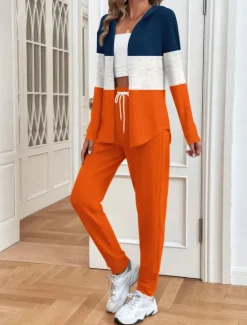 Clearance Women's 2 Pieces Hoodie Tracksuits Pants Sets Long Sleeve Active Daily Hooded Floral Graphic Gradient Drawstring Print Outdoor Casual Blue Orange Green Spring Regular Fit Women Two Piece Sets