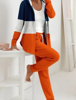 Clearance Women's 2 Pieces Hoodie Tracksuits Pants Sets Long Sleeve Active Daily Hooded Floral Graphic Gradient Drawstring Print Outdoor Casual Blue Orange Green Spring Regular Fit Women Two Piece Sets