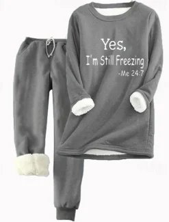 Discount Women's 2 Pieces Sweatshirt Tracksuits Pants Sets Warm Daily Tracksuit Joggers Pants Trousers Long Sleeve Round Neck Letter Drawstring Print Casual Daily Pink Red Fall & Winter Regular Fit Women Hoodies & Sweatshirts|Two Piece Sets