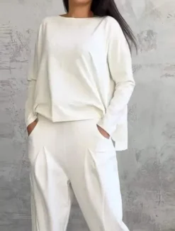Clearance Women's 2 Pieces Sweatshirt Tracksuits Long Sleeve Crew Neck Fashion Streetwear Daily Plain Casual Daily Black White Pink Summer Regular Fit Women Two Piece Sets
