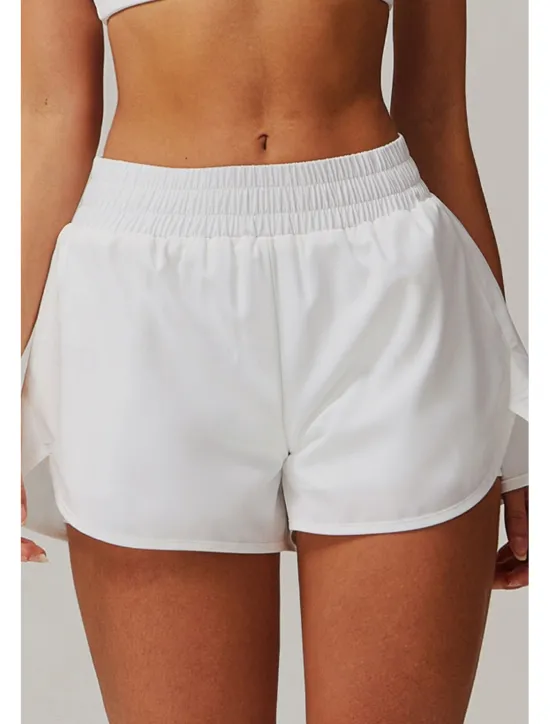 Outlet Women's Shorts Slacks Streetwear Casual Short Natural Plain Elastic Waist Comfy Breathable Outdoor Daily Wear Going out Black White Pink Dark Purple Summer Regular Fit Women Shorts