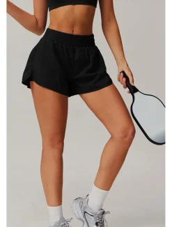 Outlet Women's Shorts Slacks Streetwear Casual Short Natural Plain Elastic Waist Comfy Breathable Outdoor Daily Wear Going out Black White Pink Dark Purple Summer Regular Fit Women Shorts