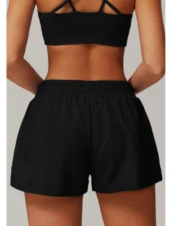 Outlet Women's Shorts Slacks Streetwear Casual Short Natural Plain Elastic Waist Comfy Breathable Outdoor Daily Wear Going out Black White Pink Dark Purple Summer Regular Fit Women Shorts