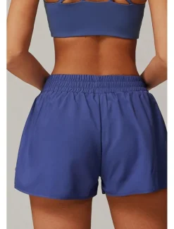 Outlet Women's Shorts Slacks Streetwear Casual Short Natural Plain Elastic Waist Comfy Breathable Outdoor Daily Wear Going out Black White Pink Dark Purple Summer Regular Fit Women Shorts