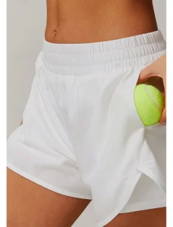 Outlet Women's Shorts Slacks Streetwear Casual Short Natural Plain Elastic Waist Comfy Breathable Outdoor Daily Wear Going out Black White Pink Dark Purple Summer Regular Fit Women Shorts