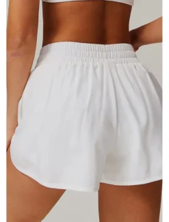 Outlet Women's Shorts Slacks Streetwear Casual Short Natural Plain Elastic Waist Comfy Breathable Outdoor Daily Wear Going out Black White Pink Dark Purple Summer Regular Fit Women Shorts