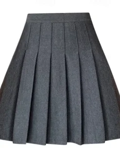 New Women's A Line Above Knee High Waist Skirts Pleated Solid Colored Homecoming Casual Daily Spring & Fall Fashion Apricot Black Brown Grey Women Skirts