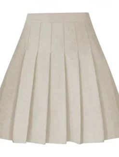 New Women's A Line Above Knee High Waist Skirts Pleated Solid Colored Homecoming Casual Daily Spring & Fall Fashion Apricot Black Brown Grey Women Skirts