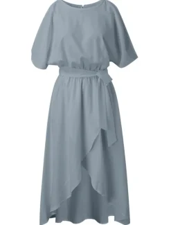 Online Women's A Line Dress Midi Dress White Dress Split Spring Summer cold shoulder Personalized Stylish Elegant Loose Women White Dresses