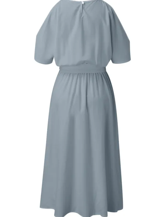 Online Women's A Line Dress Midi Dress White Dress Split Spring Summer cold shoulder Personalized Stylish Elegant Loose Women White Dresses
