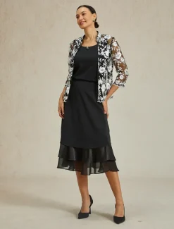 Online Women's A Line Elegant Fashion Midi Mid Waist Skirts Ruffle Layered Inelastic Valentine's Day New Year Spring Chiffon Women Skirts