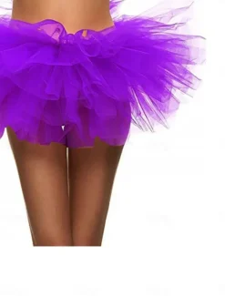 Online Women's A Line Tutu Tulle Skirt Summer Mini Mid Waist Skirts Solid Colored Inelastic Party Evening Wear Theme Party Dark Purple Rainbow Summer Polyester Tulle Women Skirts