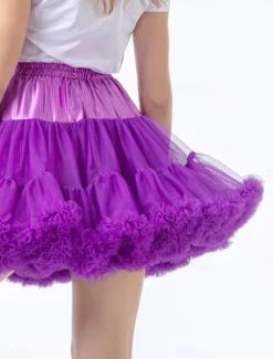 Discount Women's A Line Tutu Tulle Skirt Cute Mini Mid Waist Skirts Solid Colored Ruffle Micro-elastic Party Evening Wear Date Night Outfits Yellow Dark Purple Summer Polyester Women Skirts