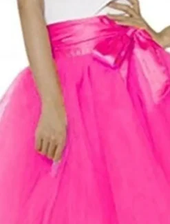 Discount Women's A Line Tutu Tulle Skirt Princess Above Knee High Waist Skirts Solid Colored Pleated Flowy Micro-elastic Vacation Party Evening Wear Yellow Rose Red Summer Polyester Tulle Women Skirts