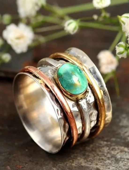 New Women's Active Outdoor Color Block Ring Women Trendy Jewelry