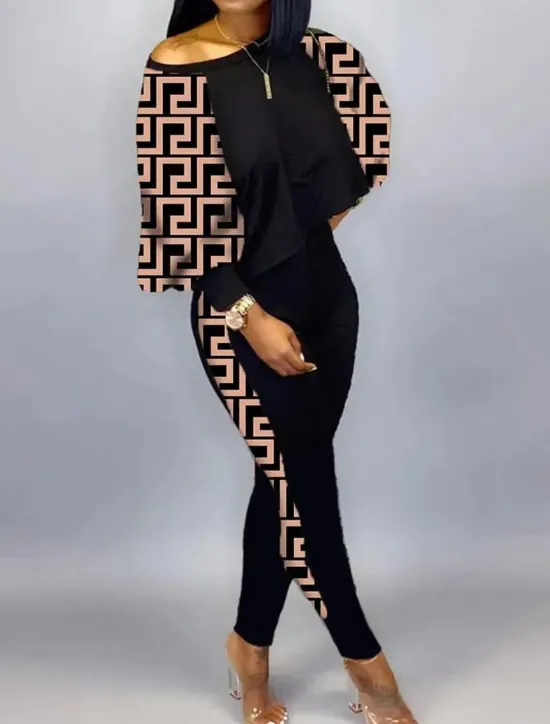Online Women's Active Streetwear Tracksuit Pants Sets Sweatshirt Pants Trousers Long Sleeve Crew Neck Graphic Print Sports Outdoor Casual Silver Black Brown Fall & Winter Regular Fit Women Two Piece Sets