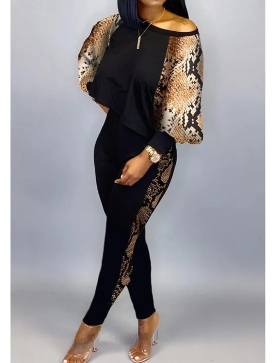 Online Women's Active Streetwear Tracksuit Pants Sets Sweatshirt Pants Trousers Long Sleeve Crew Neck Graphic Print Sports Outdoor Casual Silver Black Brown Fall & Winter Regular Fit Women Two Piece Sets