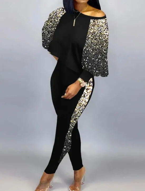 Online Women's Active Streetwear Tracksuit Pants Sets Sweatshirt Pants Trousers Long Sleeve Crew Neck Graphic Print Sports Outdoor Casual Silver Black Brown Fall & Winter Regular Fit Women Two Piece Sets